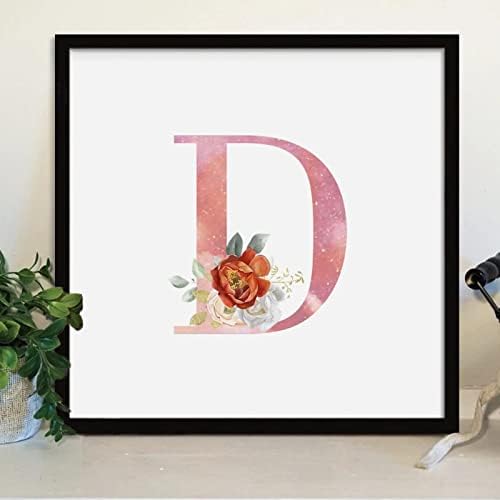 Farmhouse Rustic Wood Frame Sign with Pink D and White Rose