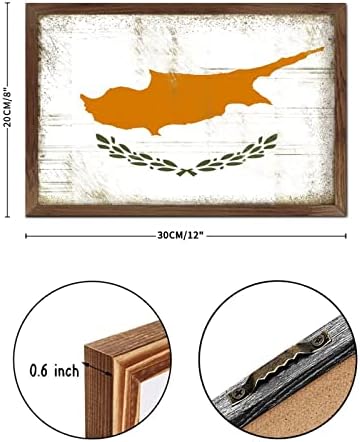 Christmas Farmhouse Decor Cyprus Flag Framed Wood Sign Wall Art