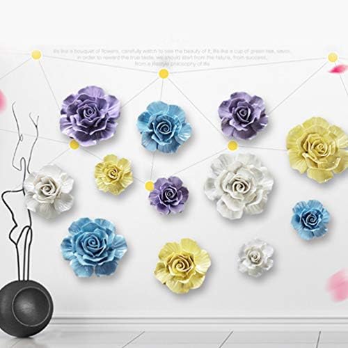 HEALLILY 3D Ceramic Wall Hanging Rose Sculpture