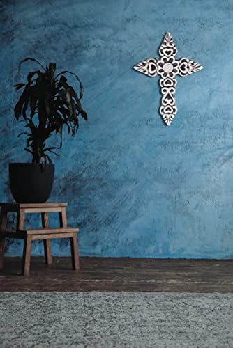 Ardour 97 Inch Antique Silver Black Wall Cross
