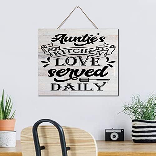 Aunties Kitchen Love Served Daily Wall Art Sign