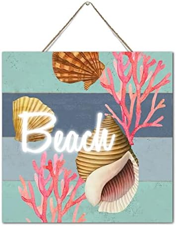 Sea Snail Starfish Nautical Wall Art Wooden Plaque 12x12