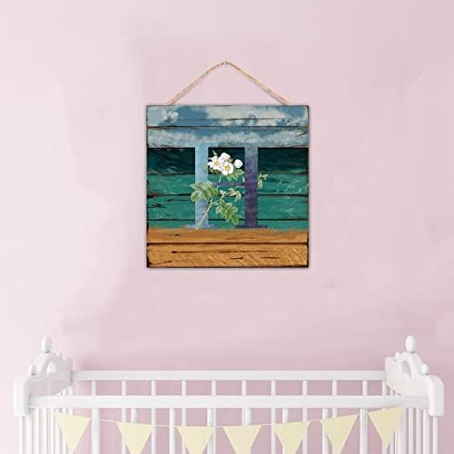 Initial Letter H Blue Green Monogram Wall Sign