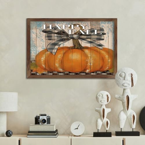 Rustic Wood Framed Wall Art Sign Happy Fall Decor