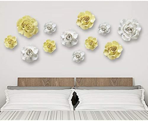 HEALLILY 3D Ceramic Wall Hanging Rose Sculpture