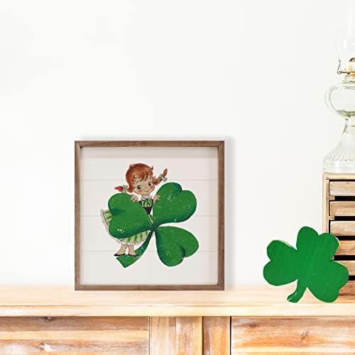 Kendrick Home Girl With Shamrock Wall Decor Sign 8x8