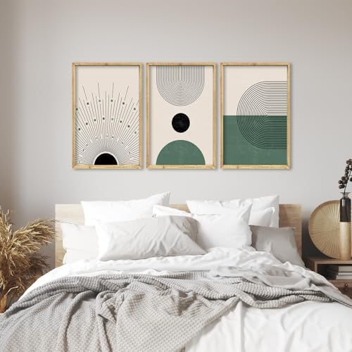 Set Of 3 Green Boho Wall Art Decor 16x24 Inch