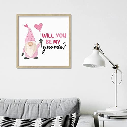 Valentines Day Gnomie Wood Framed Sign