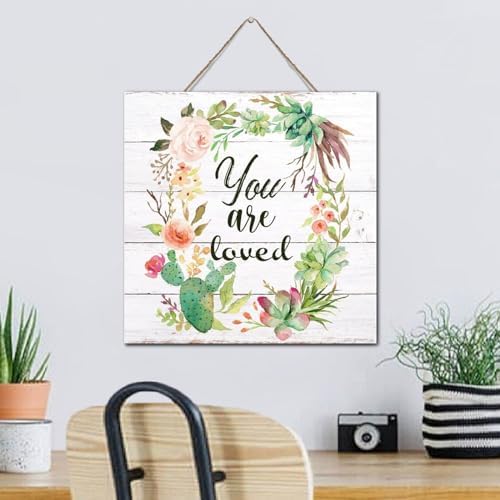 Rustic Wall Art Wood Plank Hanging Sign You Are Loved
