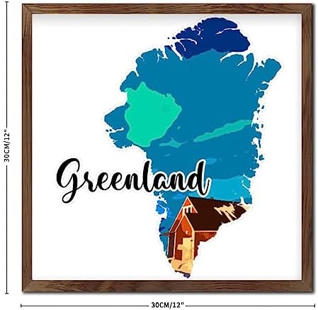Wood Framed Sign Greenland Wall Art Decorative 12x12in