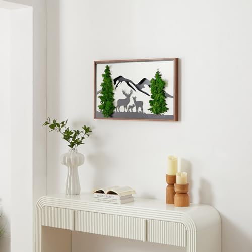 ETICIAN Deer Wall Pediment Metal Art Moss Decor