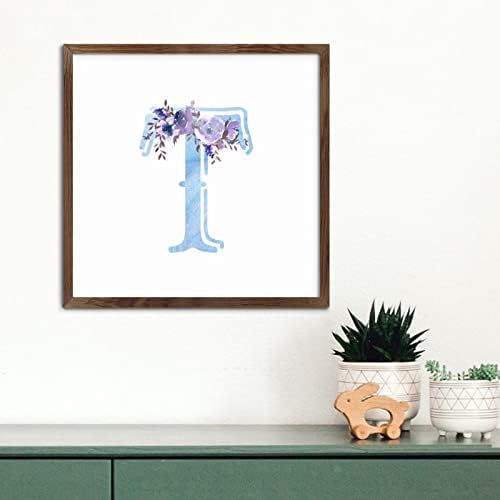Inspirational Framed Wall Art Sign with Initial Letter T
