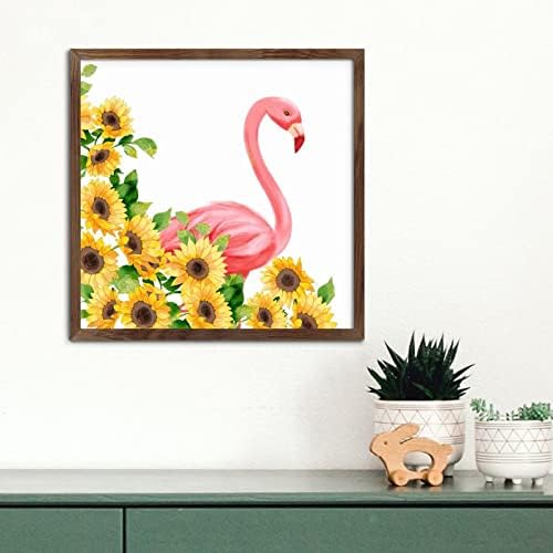 Hello Summer Flamingo Sunflower Wall Decor Sign