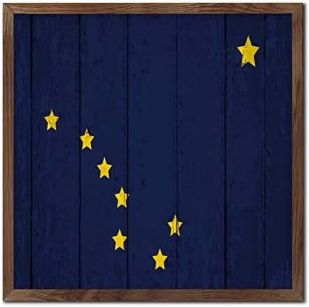 Hanging Wood Framed Printed Sign Alaska Decor for Wall