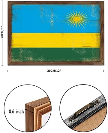 Christmas Farmhouse Decor Rwanda Flag Framed Wood Sign Wall Art