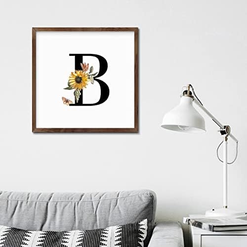 Nintydays Black Monogram Initial Letter B Wooden Wall Table Sign
