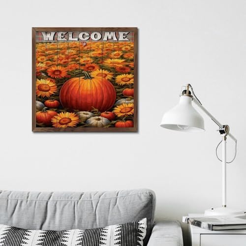Distressed Wood Framed Welcome Sign Autumn Harvest Decor