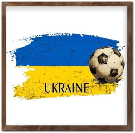 Funny Football Theme Wall Art Sign Ukraine America Flags 7x7