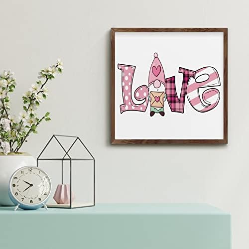 Valentine Gnome Love Letter Framed Wood Sign Home Decor