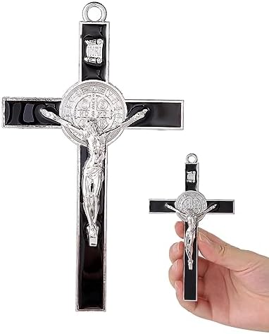 VINETEN Crucifix Wall Cross 4 Inch Black Enamel Catholic Decoration