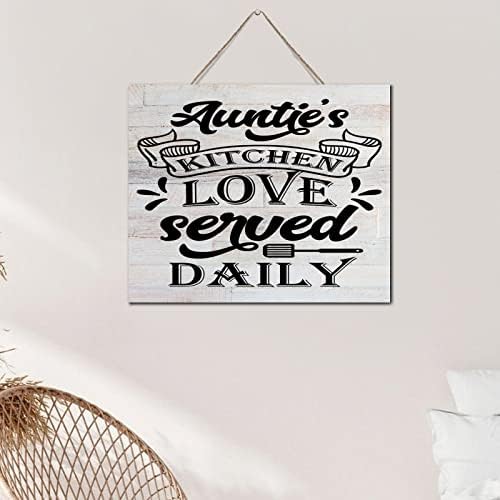 Aunties Kitchen Love Served Daily Wall Art Sign