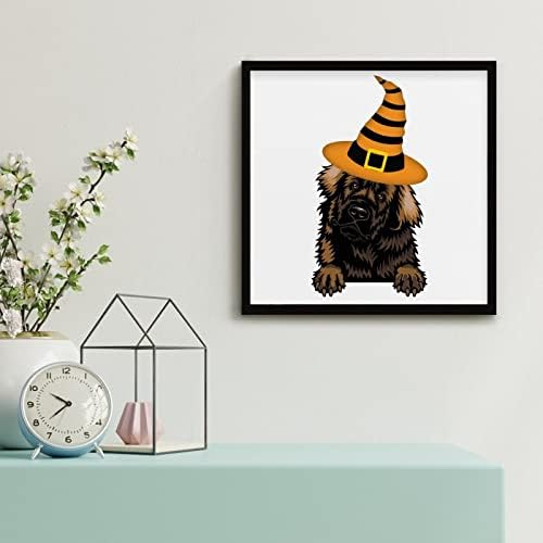 Halloween Decor Framed Wood Sign with Witch Hat