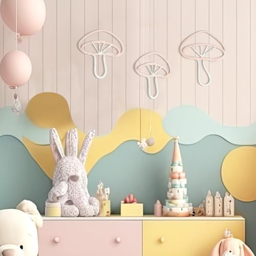 RattanView 3 Pcs Pink Mushroom Wall Decorations