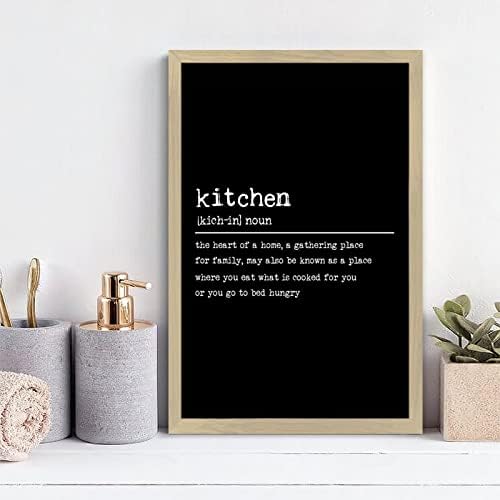 Wood Framed Sign Kitchen Noun Black Rustic Wall Decor 12x8in
