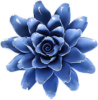 Peony Ceramic Flower Wall Decor Blue 3D