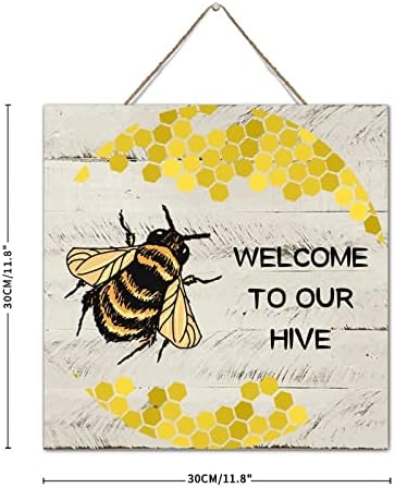 Rustic Wall Art Welcome to Our Hive Wood Sign 12x12 Inch