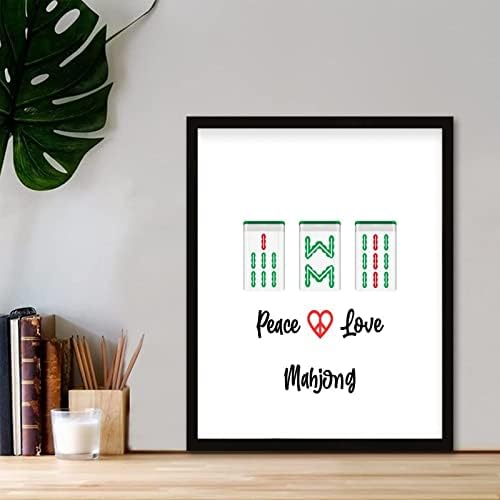 Mahjong Tiles Wall Art Black Table Sign 16x20in Framed
