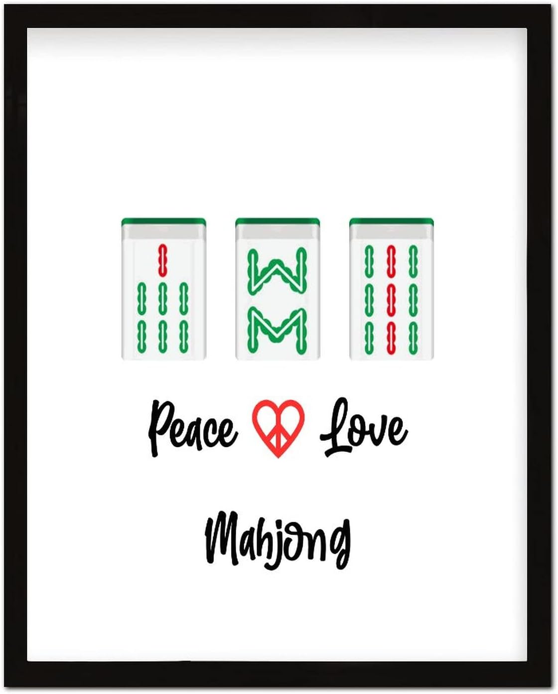 Mahjong Tiles Wall Art Black Table Sign 16x20in Framed