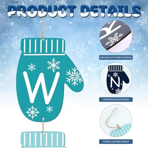 Winter Christmas Door Sign Wooden Glove Decor