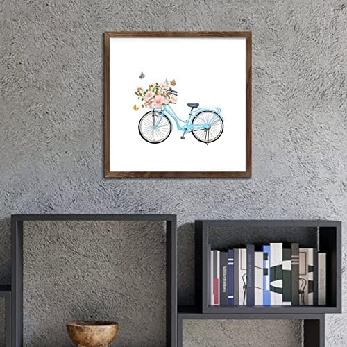 Bicycle Flower Wood Plaque Sign 12x12in Farmhouse Decor
