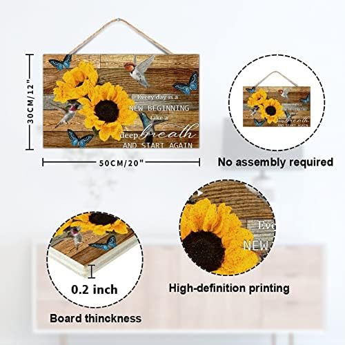 TEANFUN 12x20 Inch Rustic Wood Hummingbird Sign