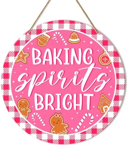 ZODGMED Pink Christmas Bakery Wall Hanging Sign