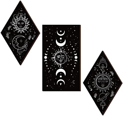 3Pcs Rustic Boho Wall Decor Moon Phases Art