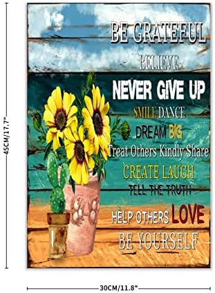 Be Grateful Never Give Up Wall Art Sign 12x18 Inch