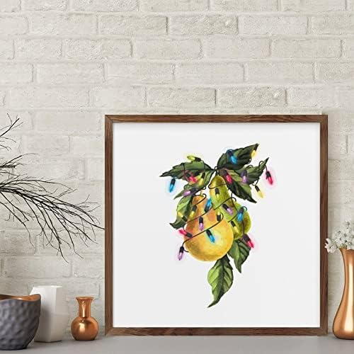 Christmas Pears Wood Sign Wall Decor 12x12