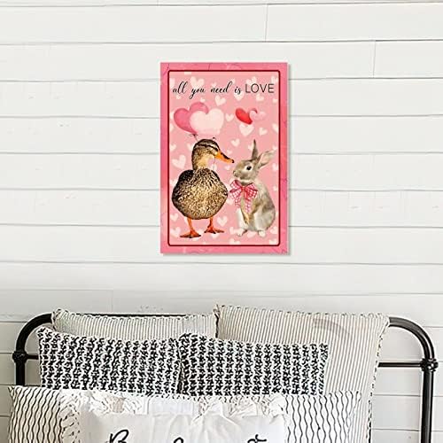 All You Need is Love Wood Plaque Duck Rabbit Valentine Wall Art