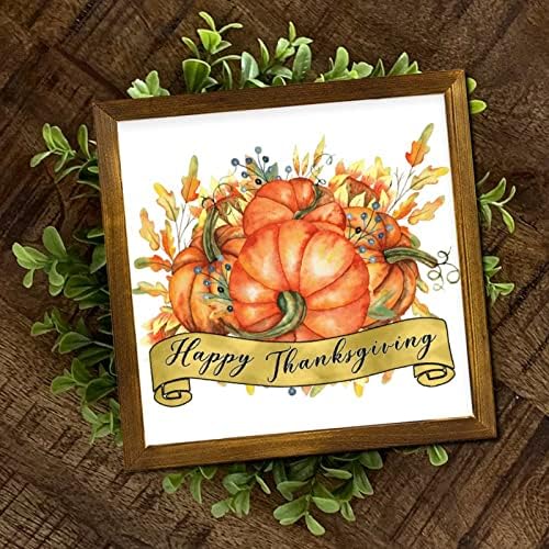 Happy Thanksgiving Framed Wooden Wall Art Sign 12x12