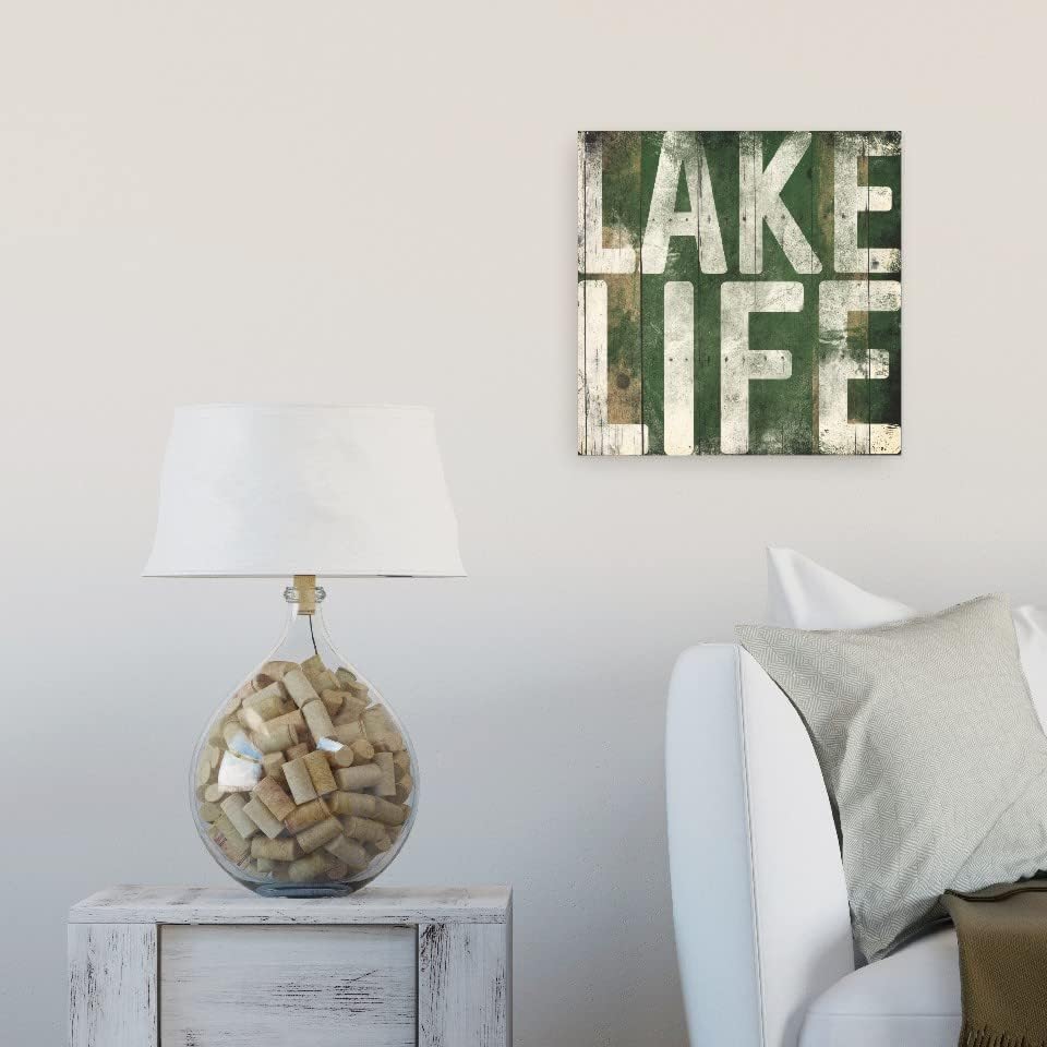 Lake Life Weathered Farmhouse Wood Wall Decor Sign 16x16