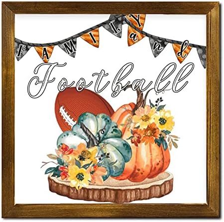 Family and Football Framed Wooden Sign 12x12 Inch
