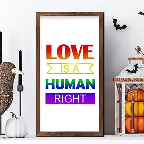 LGBTQ Pride Wood Framed Wall Sign Love is a Human Right