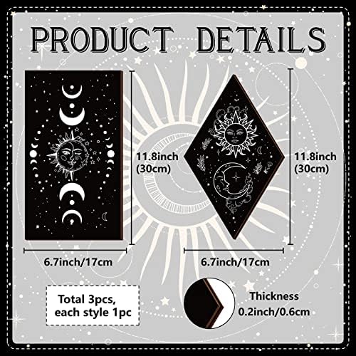 3Pcs Rustic Boho Wall Decor Moon Phases Art