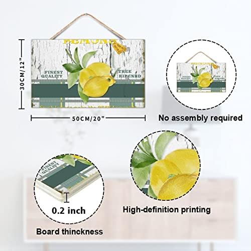 TEANFUN Lemon Wood Sign Wall Decor 12x20 Inch