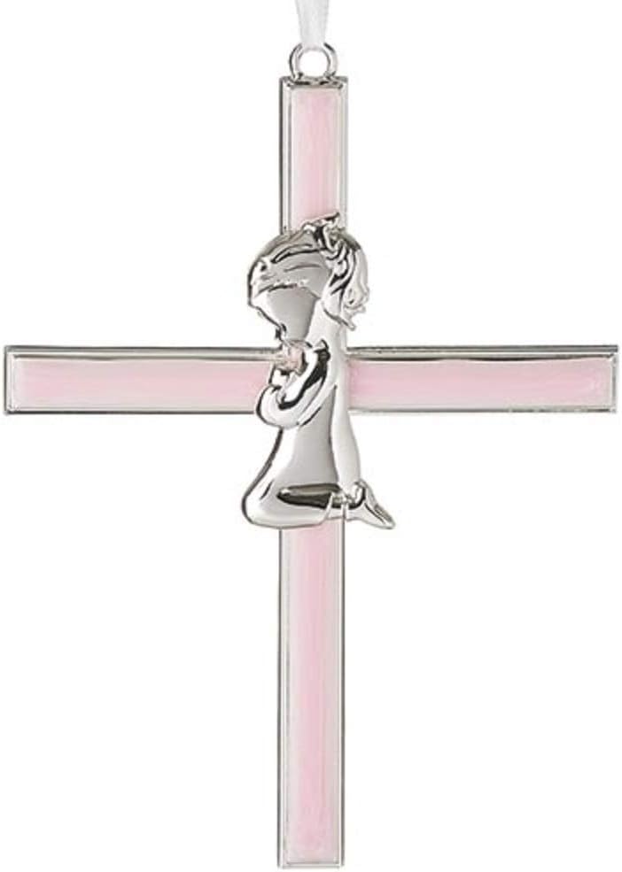 Roman Girl Kneeling to Pray Wall Cross 6 Inch Zinc Alloy