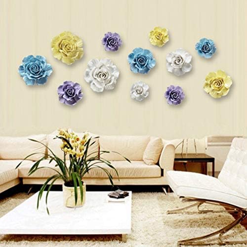 HEALLILY 3D Ceramic Wall Hanging Rose Sculpture