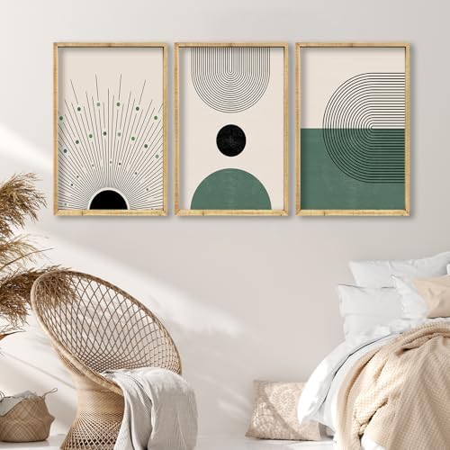 Set Of 3 Green Boho Wall Art Decor 16x24 Inch