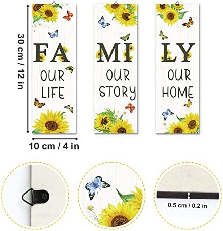 Decalmile 3 Piece Sunflower Wood Wall Sign Decor